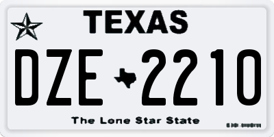 TX license plate DZE2210