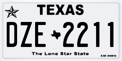 TX license plate DZE2211