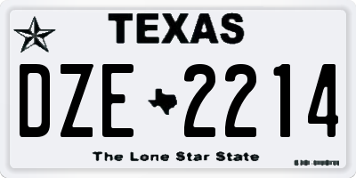 TX license plate DZE2214