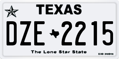TX license plate DZE2215