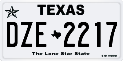 TX license plate DZE2217