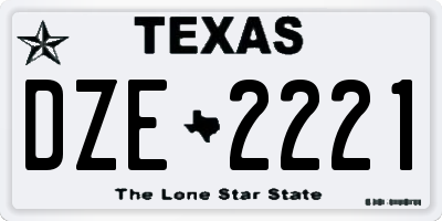 TX license plate DZE2221