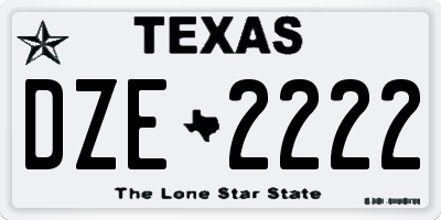 TX license plate DZE2222