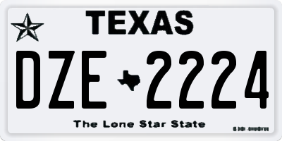 TX license plate DZE2224