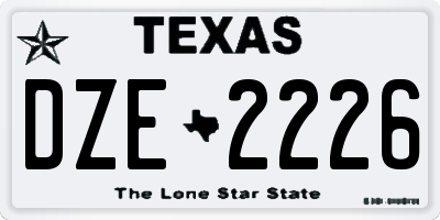 TX license plate DZE2226