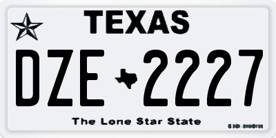 TX license plate DZE2227