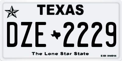 TX license plate DZE2229