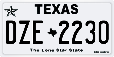 TX license plate DZE2230