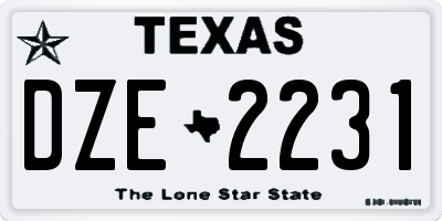 TX license plate DZE2231