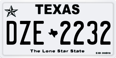TX license plate DZE2232