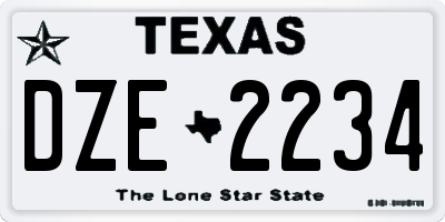 TX license plate DZE2234
