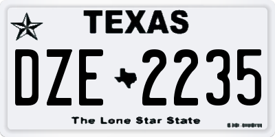 TX license plate DZE2235