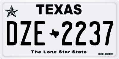 TX license plate DZE2237