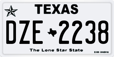 TX license plate DZE2238