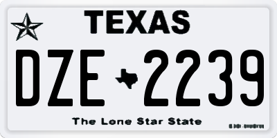TX license plate DZE2239