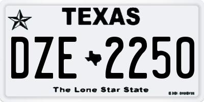 TX license plate DZE2250