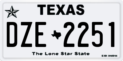 TX license plate DZE2251