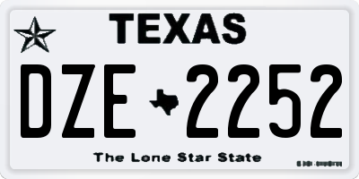 TX license plate DZE2252