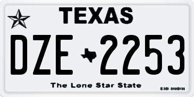 TX license plate DZE2253