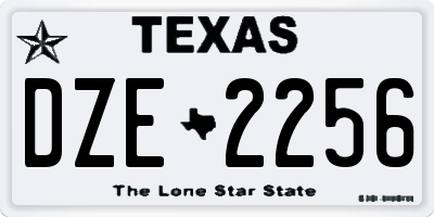 TX license plate DZE2256