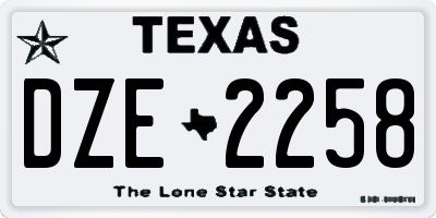 TX license plate DZE2258