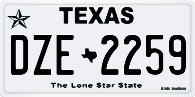 TX license plate DZE2259