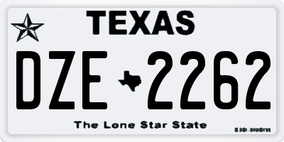 TX license plate DZE2262