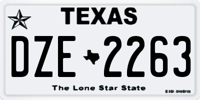 TX license plate DZE2263