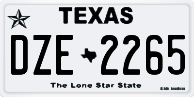 TX license plate DZE2265