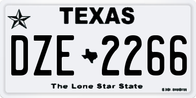 TX license plate DZE2266