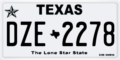 TX license plate DZE2278