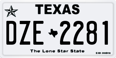 TX license plate DZE2281