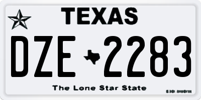 TX license plate DZE2283