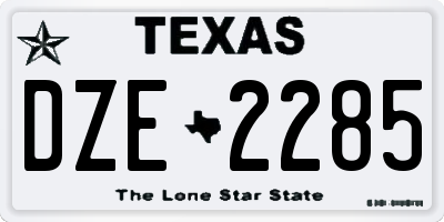 TX license plate DZE2285