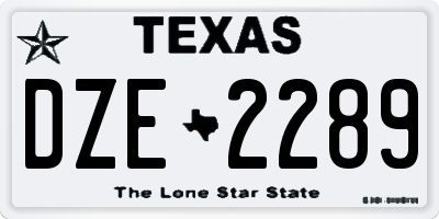TX license plate DZE2289