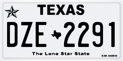 TX license plate DZE2291