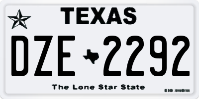 TX license plate DZE2292