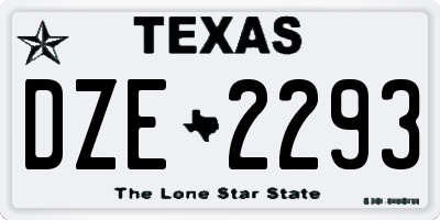 TX license plate DZE2293