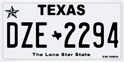 TX license plate DZE2294