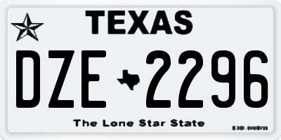 TX license plate DZE2296