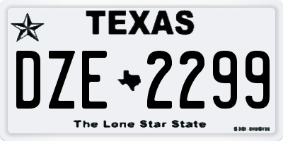 TX license plate DZE2299