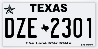 TX license plate DZE2301