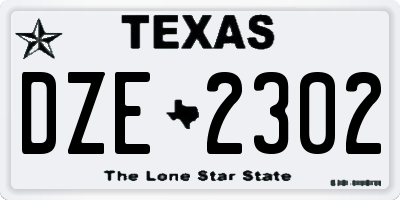 TX license plate DZE2302