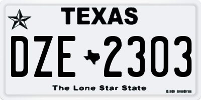 TX license plate DZE2303