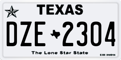 TX license plate DZE2304