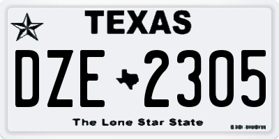 TX license plate DZE2305