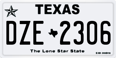 TX license plate DZE2306