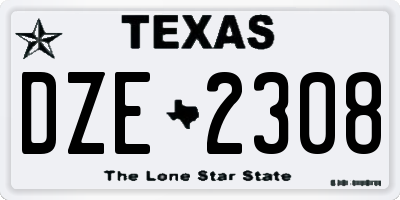 TX license plate DZE2308