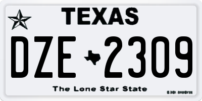 TX license plate DZE2309