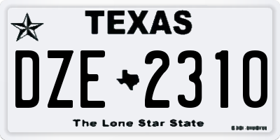 TX license plate DZE2310